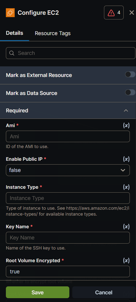 Configure a Resource | StackGen User Guide