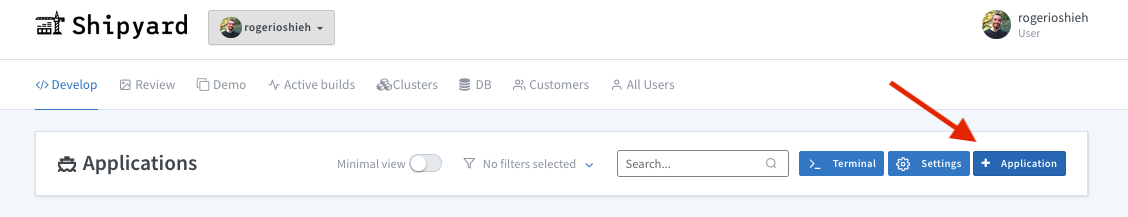 Add a new Shipyard application