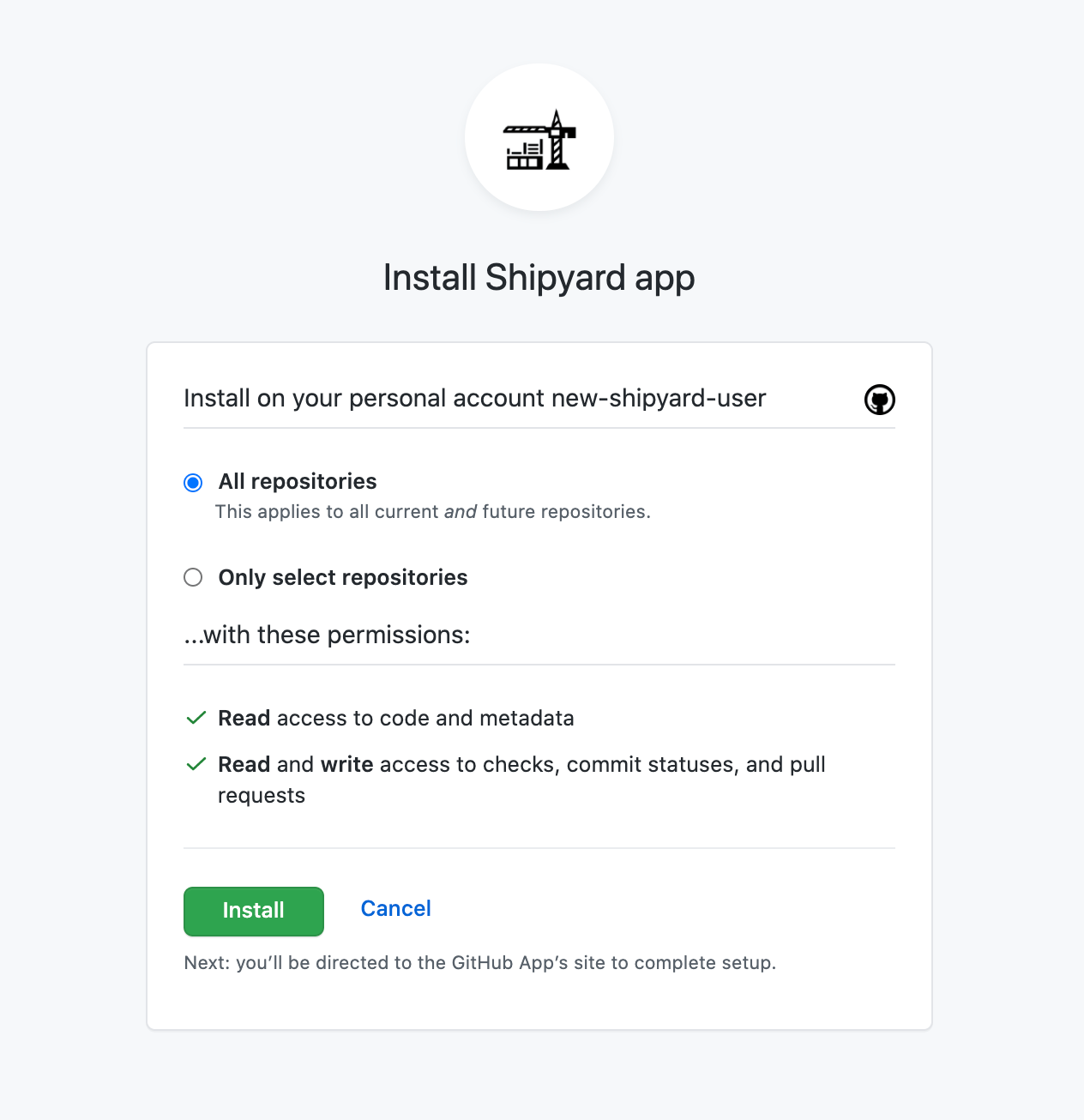 Grant select GitHub repositories Shipyard access