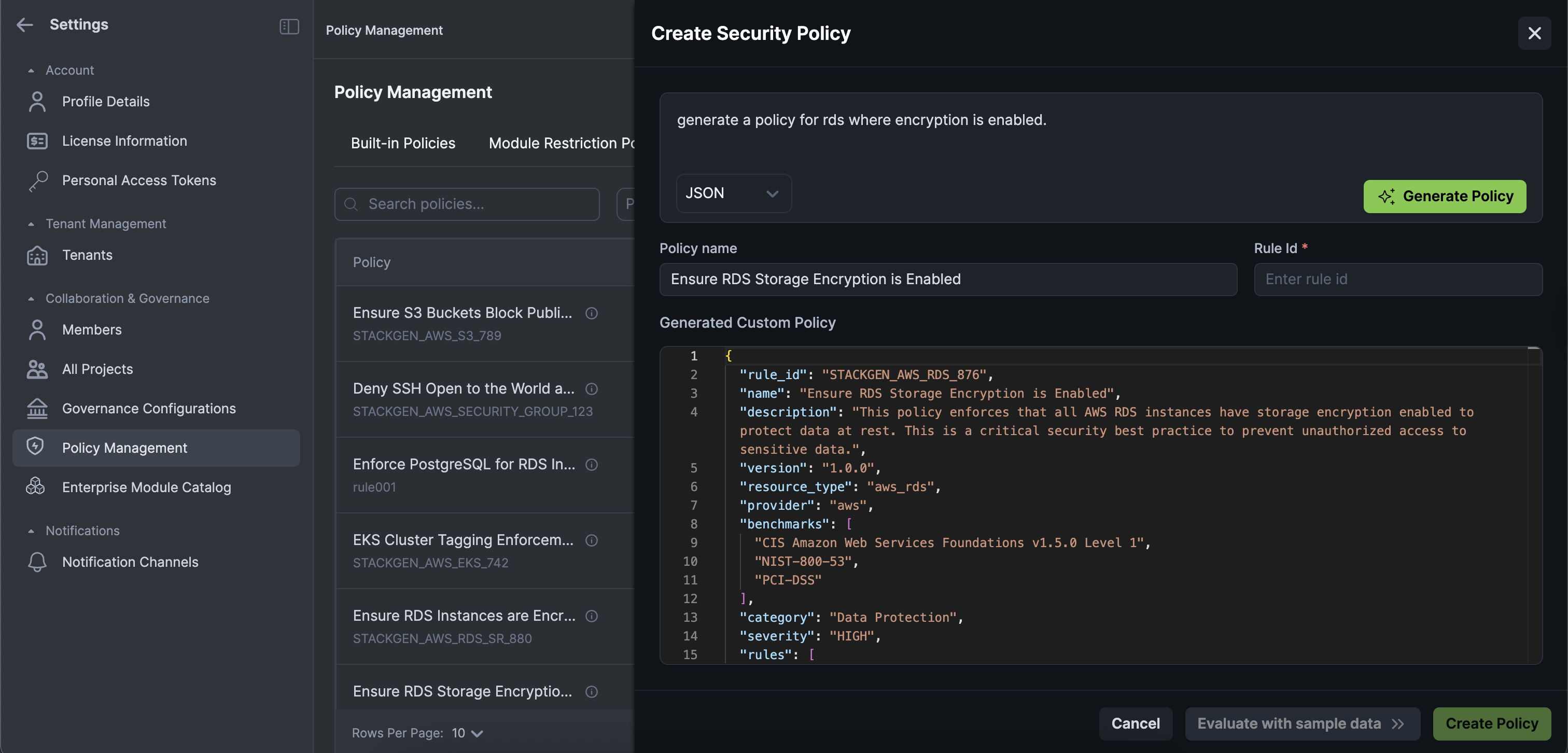 Create Security Policy using AI
