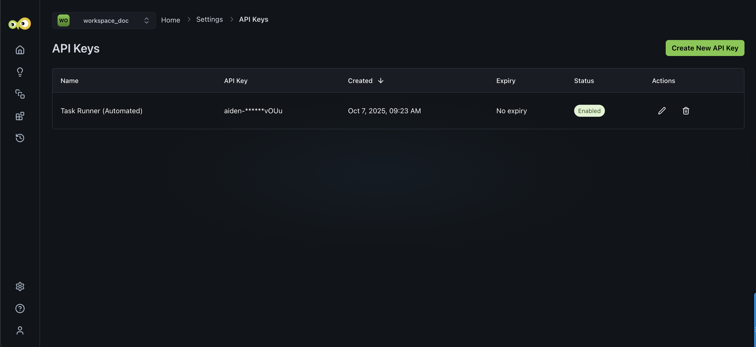 Create New API Key