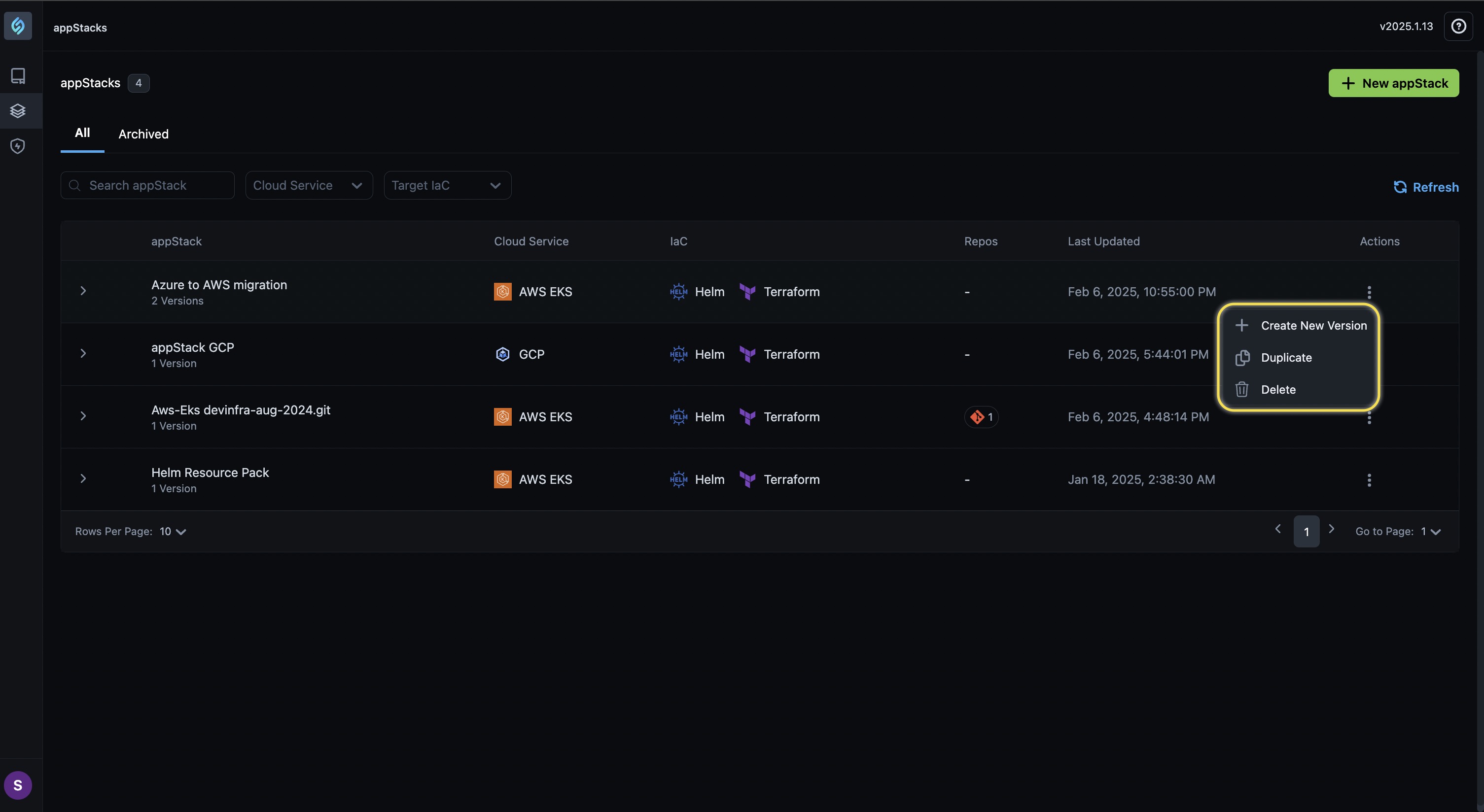 appStack Actions