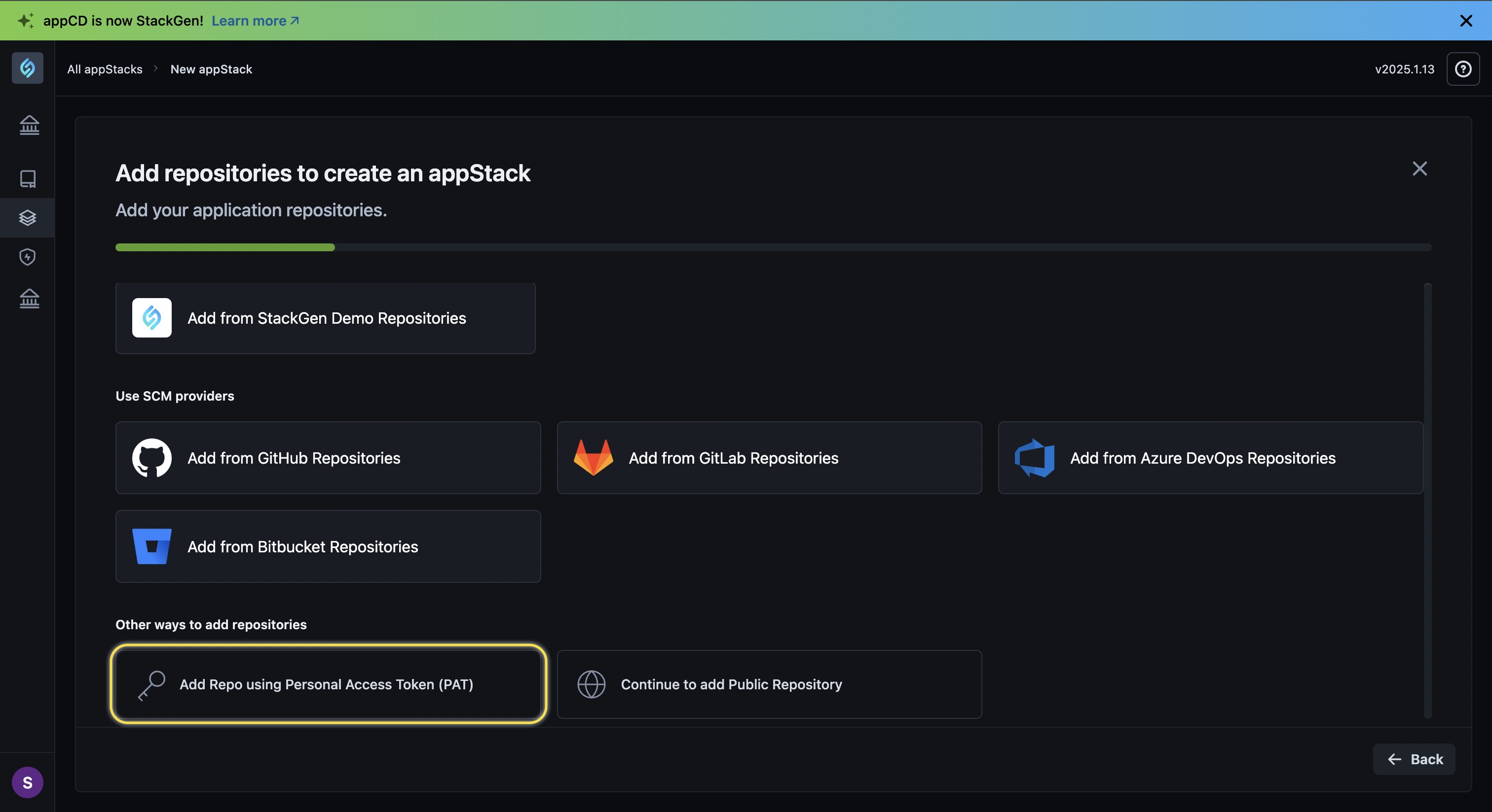 Add repo using PAT