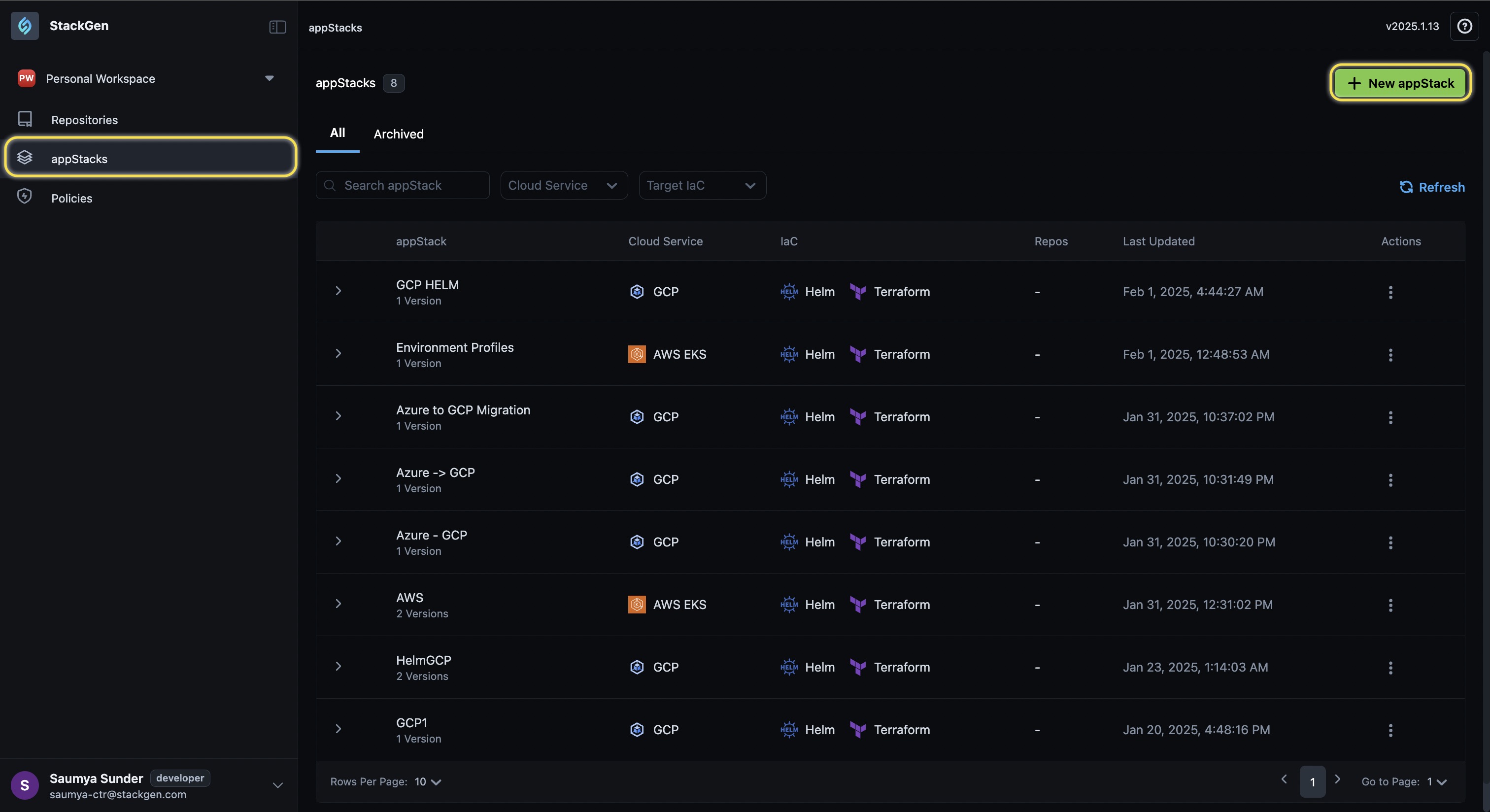 + New appStack