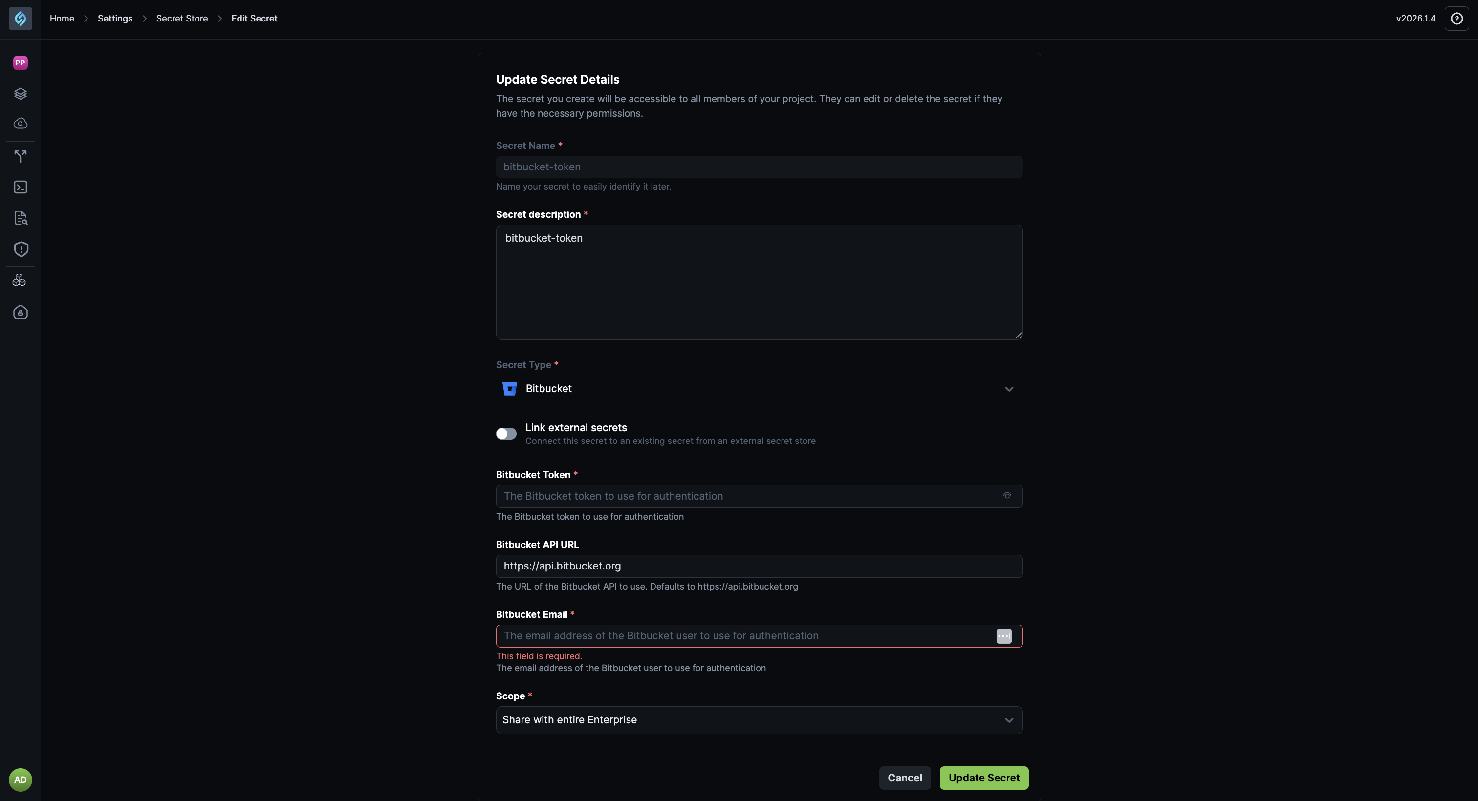 Bitbucket Secret Token