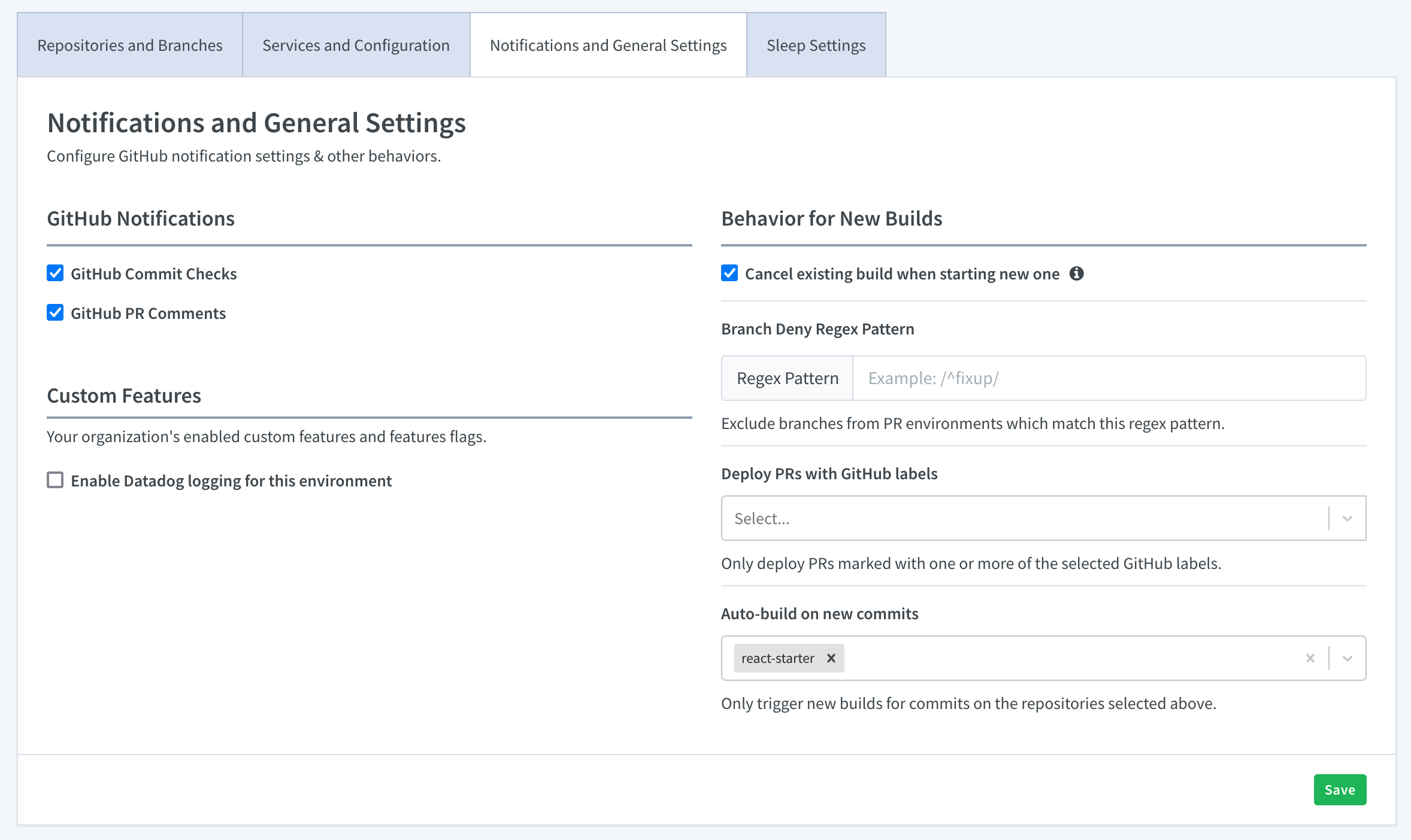 Configure Shipyard application build behavior