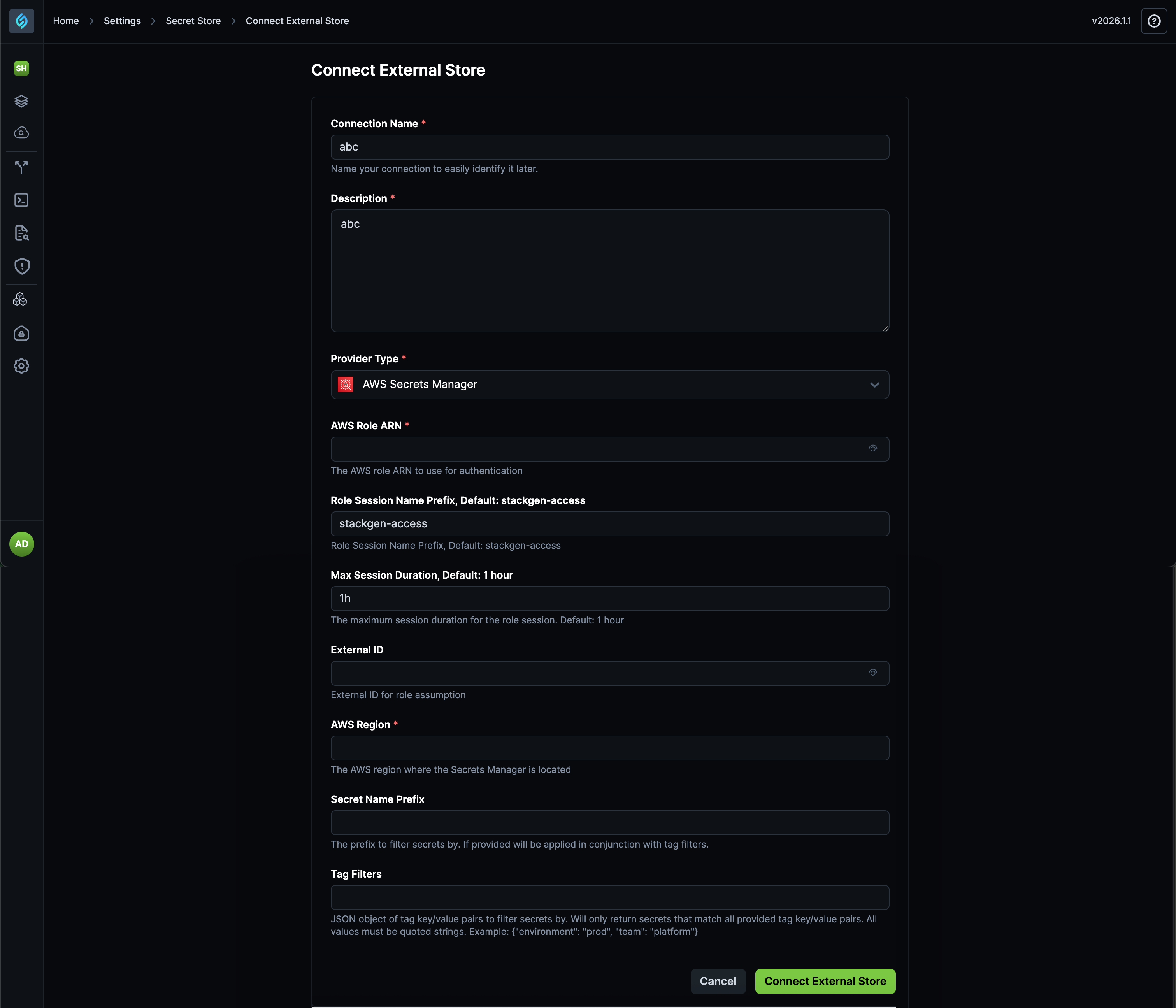 Connect External Store