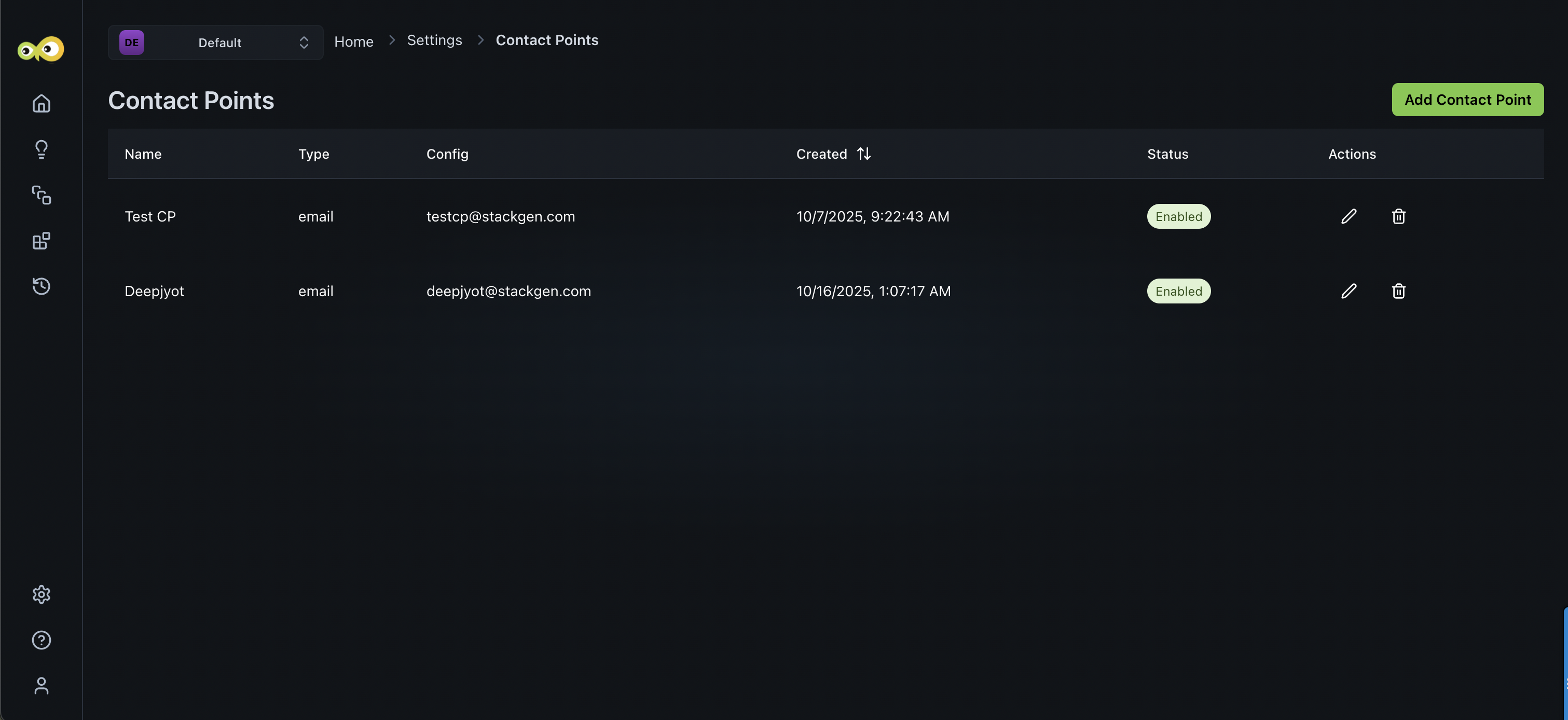 Manage Contact Points