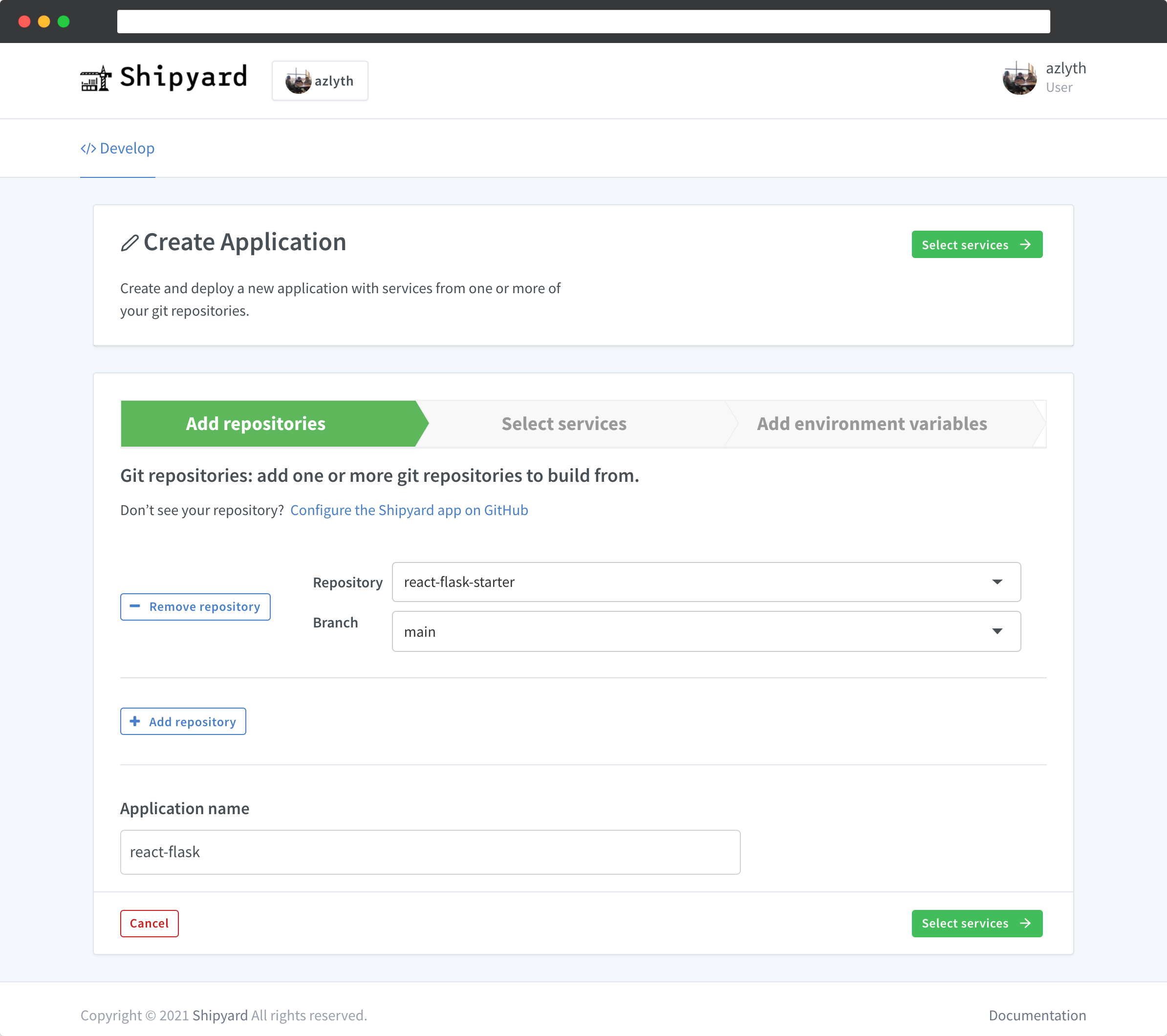 Creating a Shipyard application