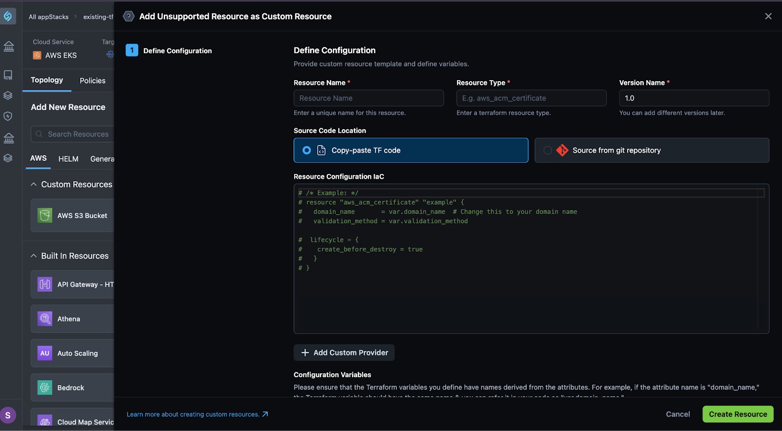 Add Custom Resource