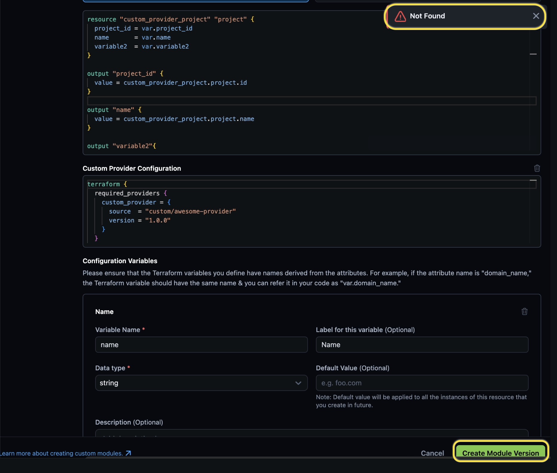 Custom Module Version error