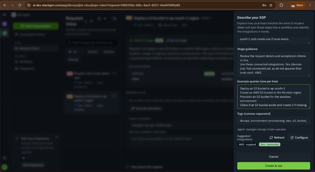 Review stage guidance, example queries, and suggested integrations