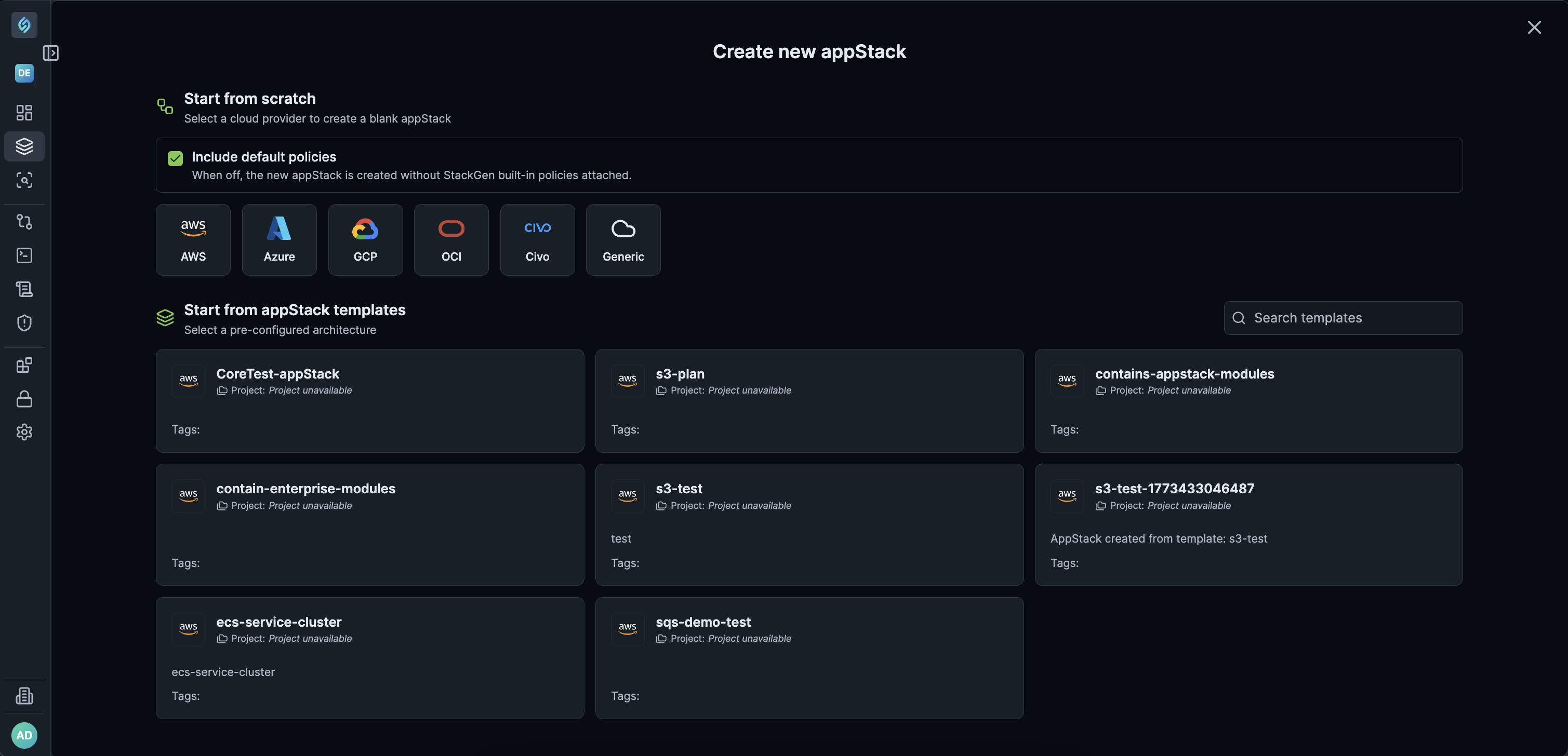 Enterprise-Level appStack Template Sharing