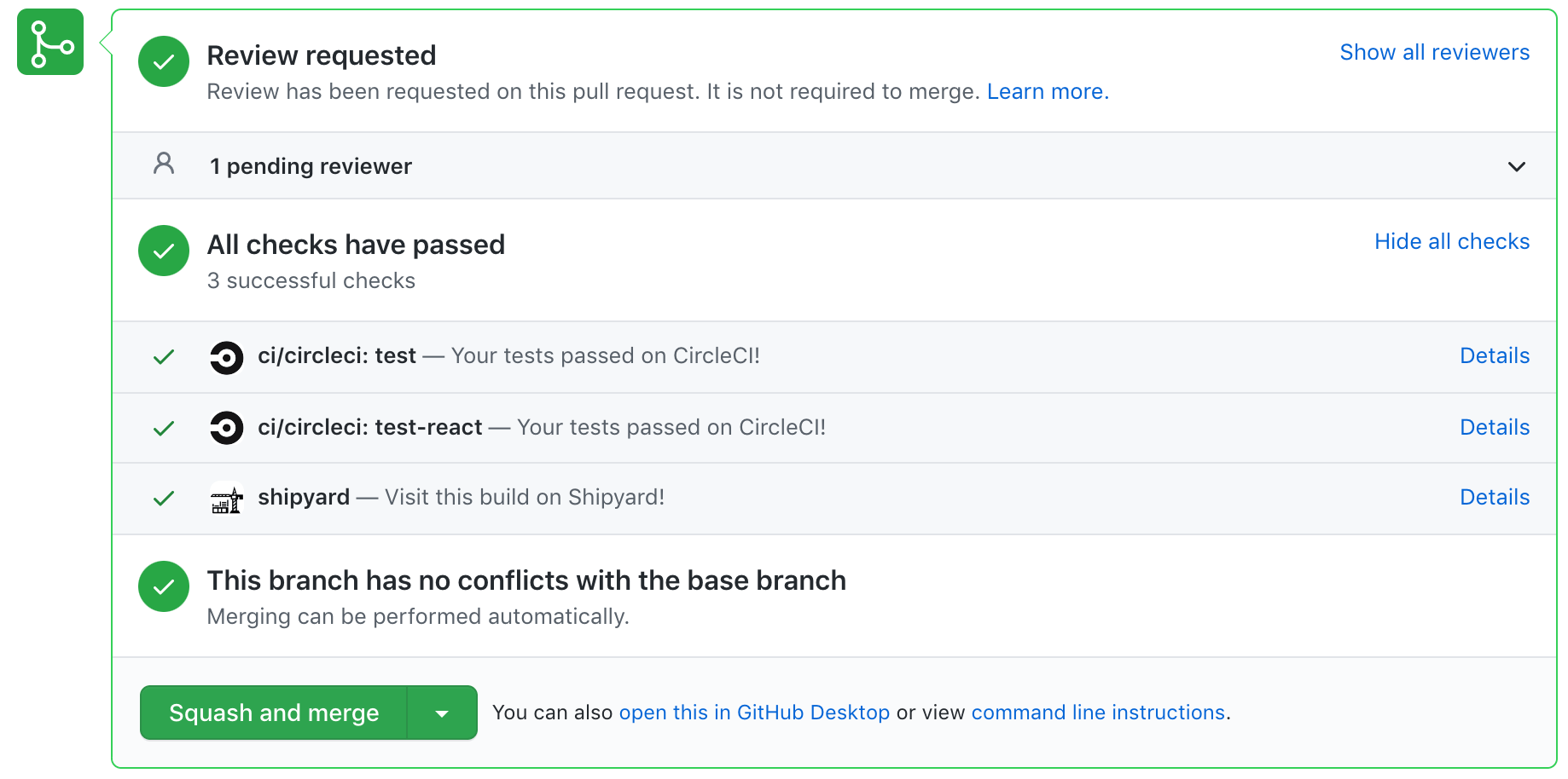 GitHub commit checks for Shipyard environment status
