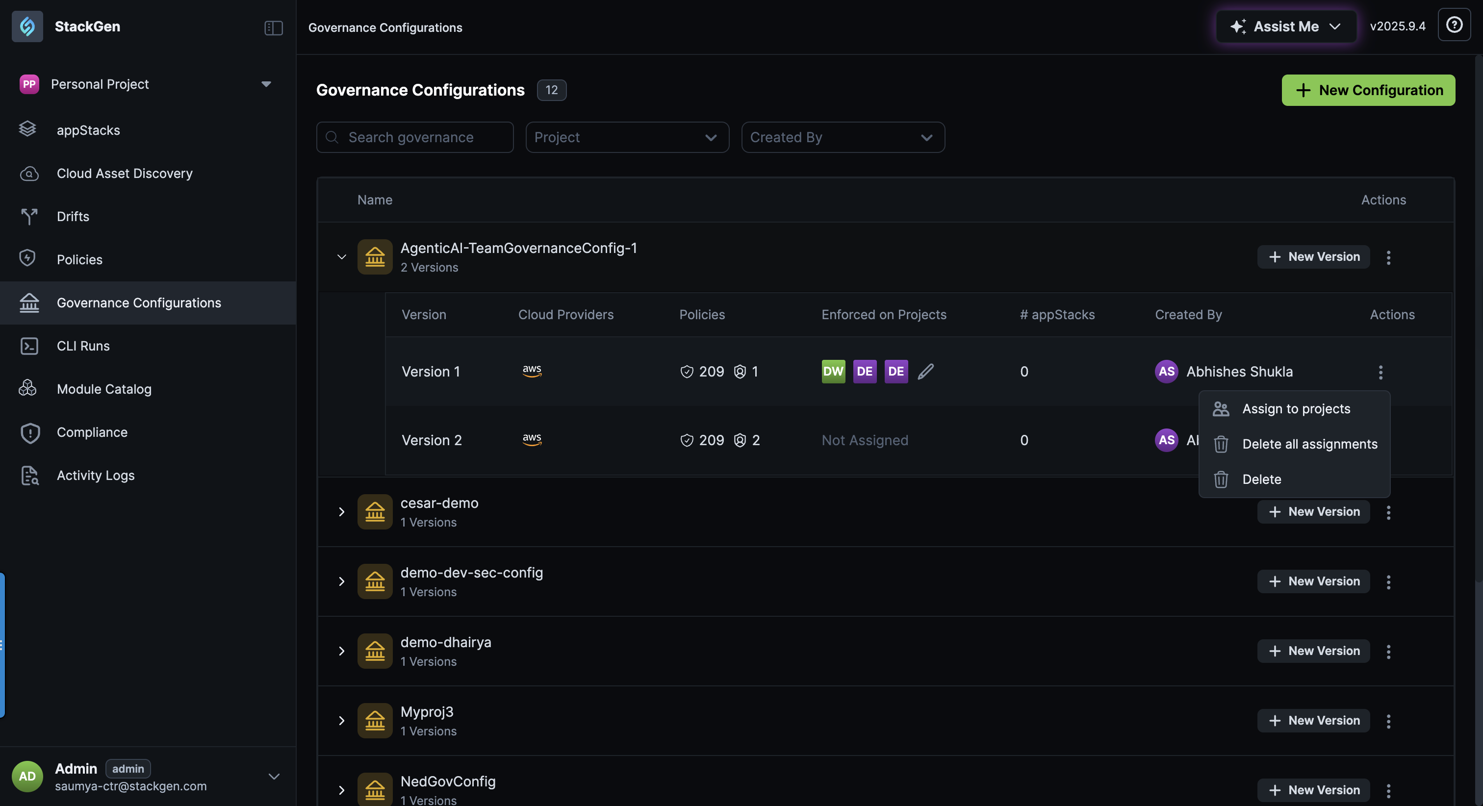 delete all assignments