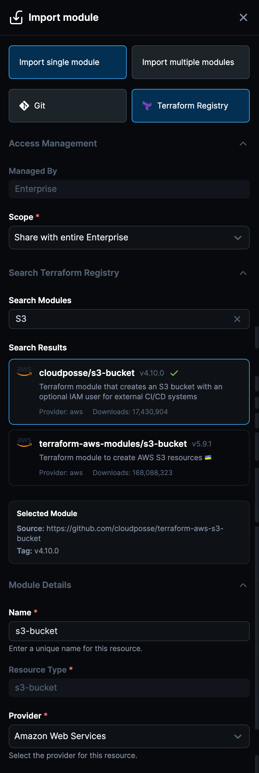 Search TF Module