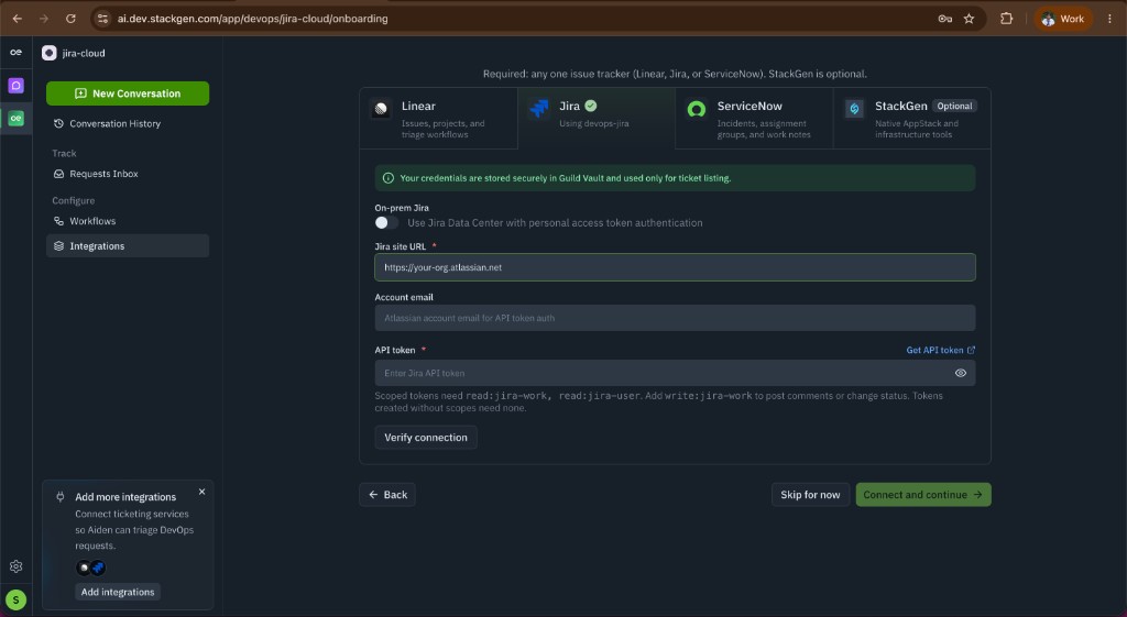 Connect Jira or another tracker on Integrations