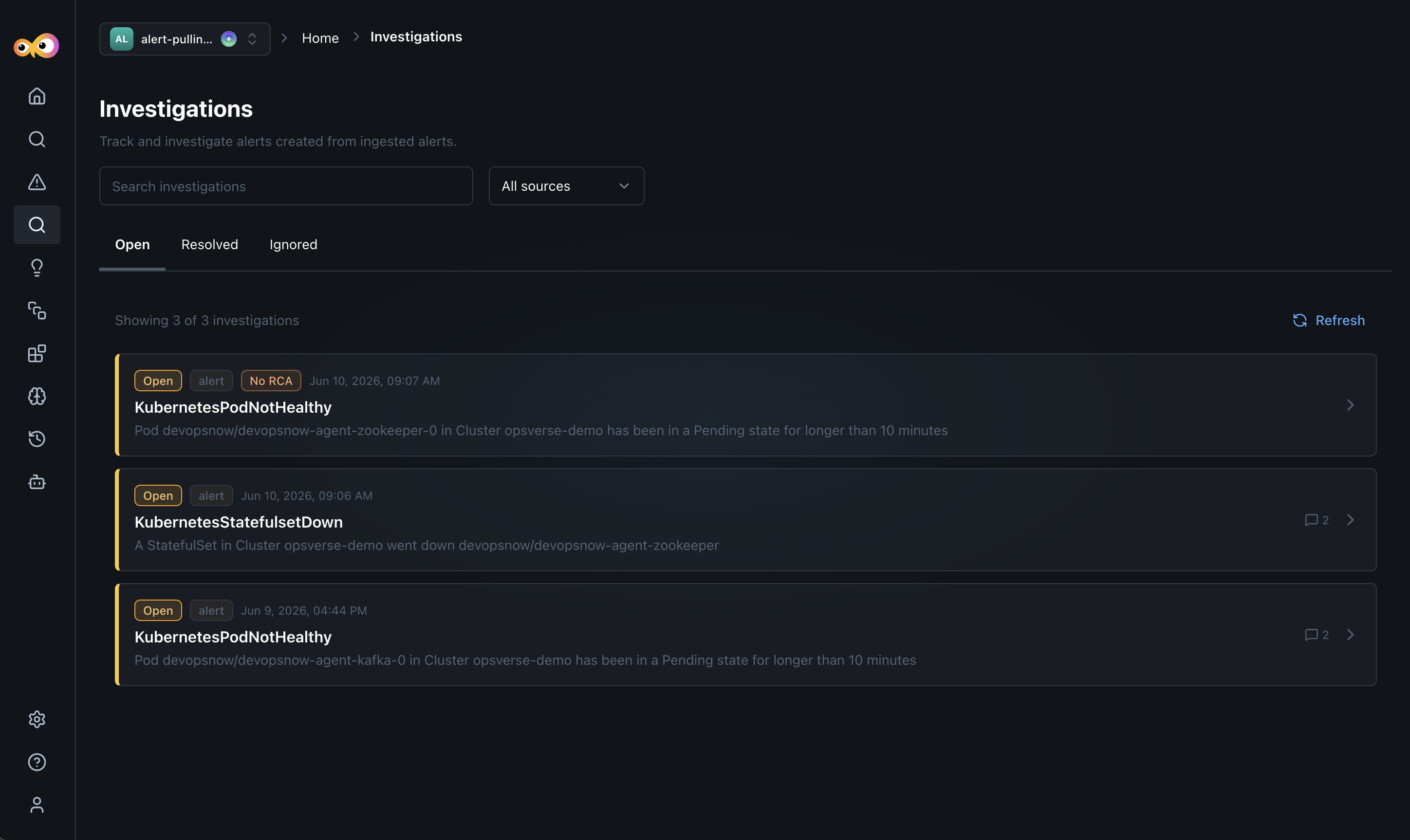 Investigations list