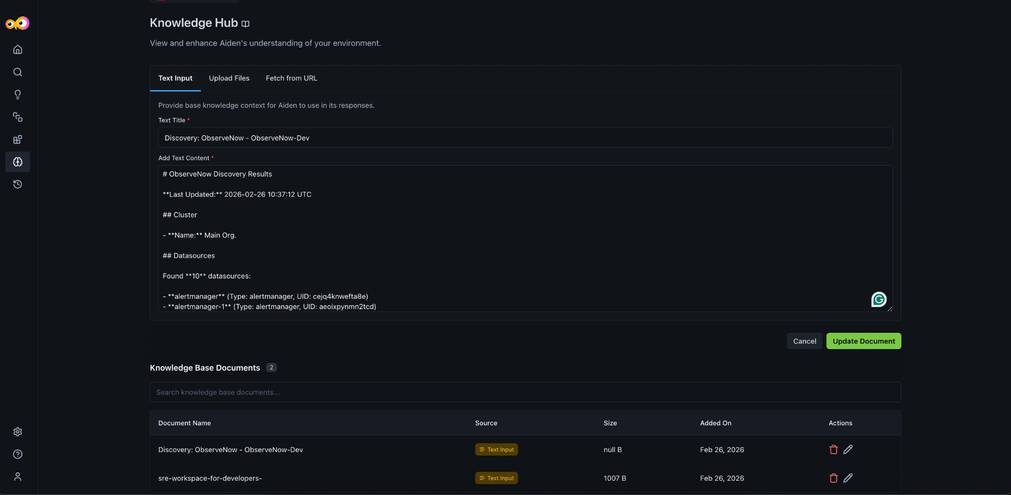 Knowledge Hub with documents