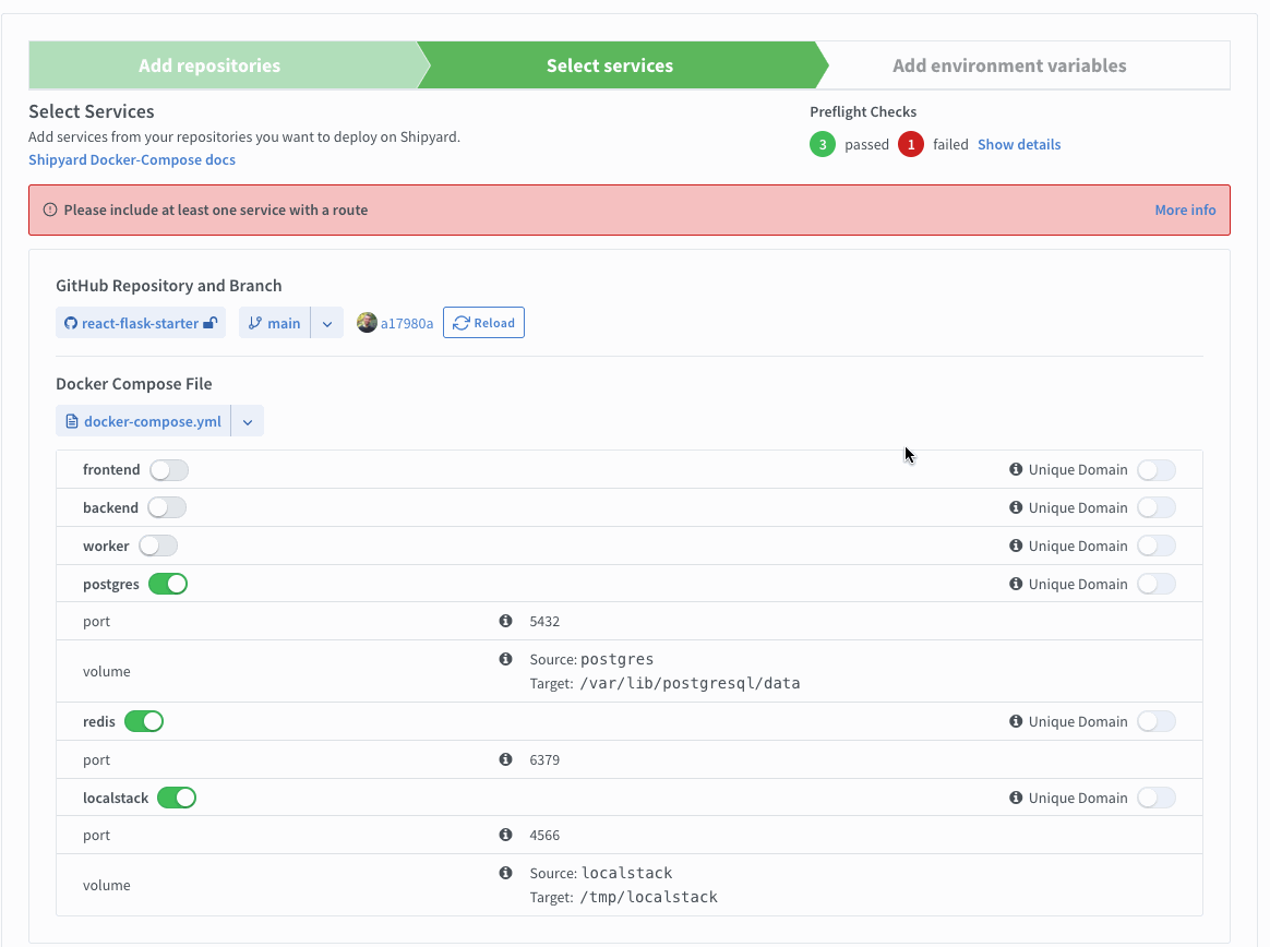 Docker Compose preflight checks