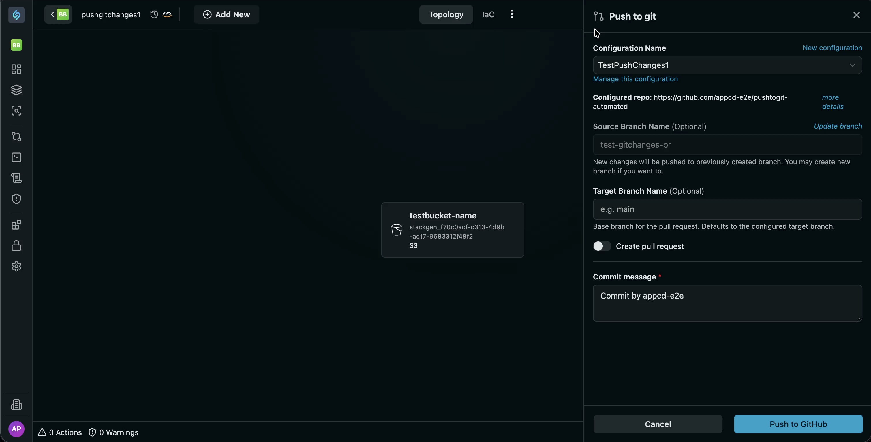 Push to Git toggle