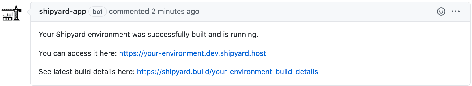 Shipyard pull request comments on GitHub
