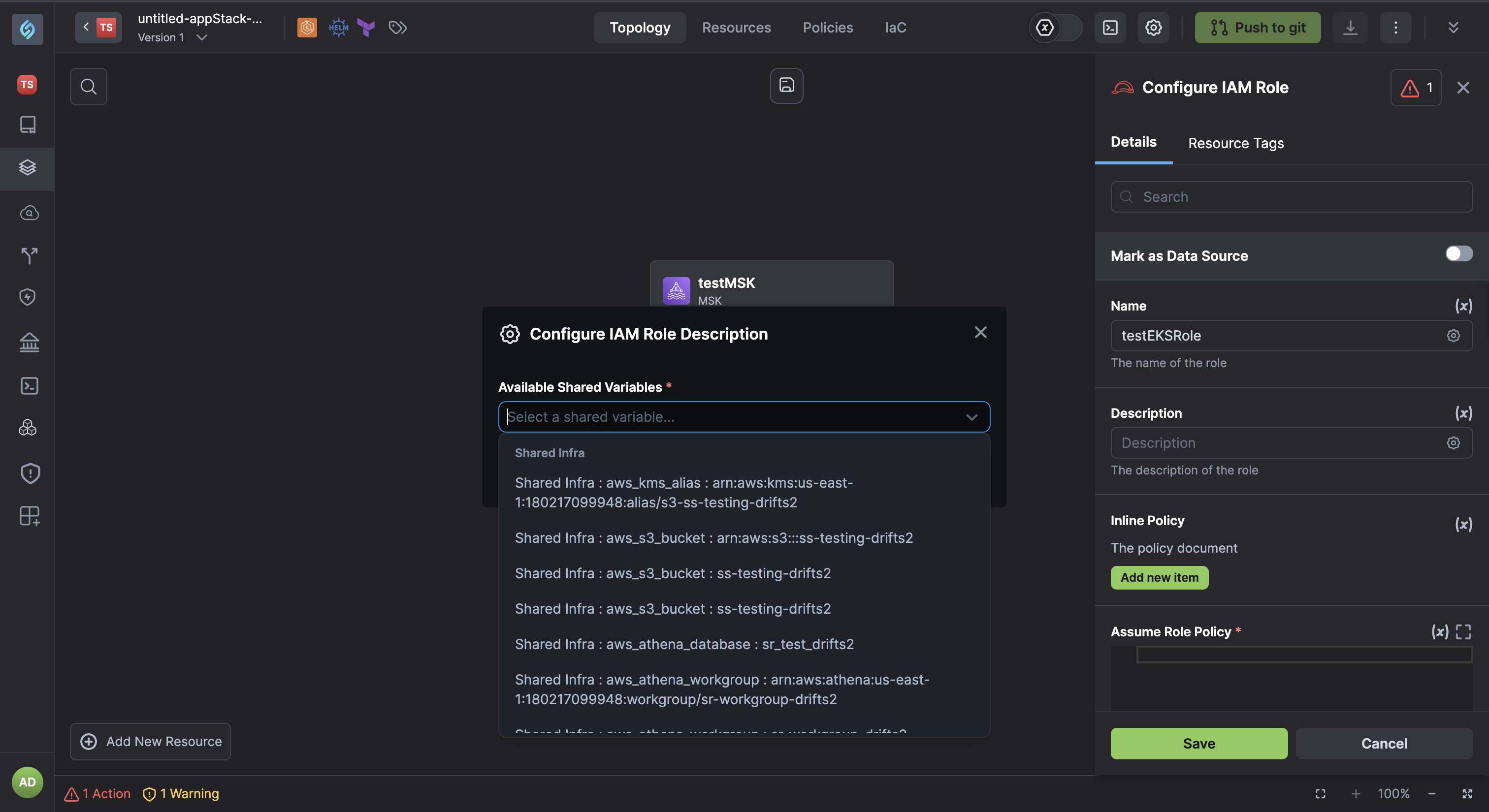 Use shared infra in appStacks
