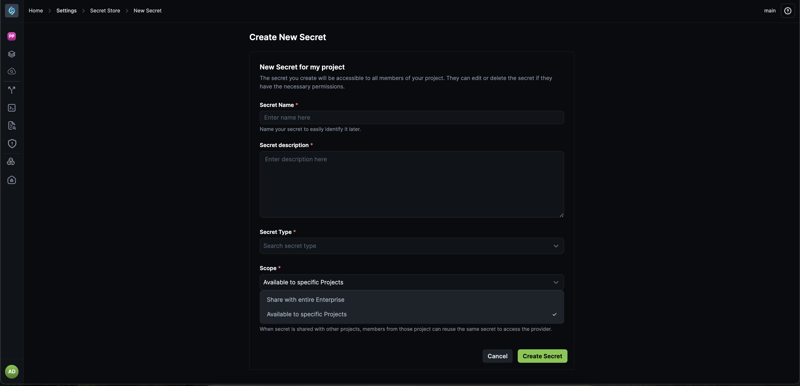 Share secrets across enterprise