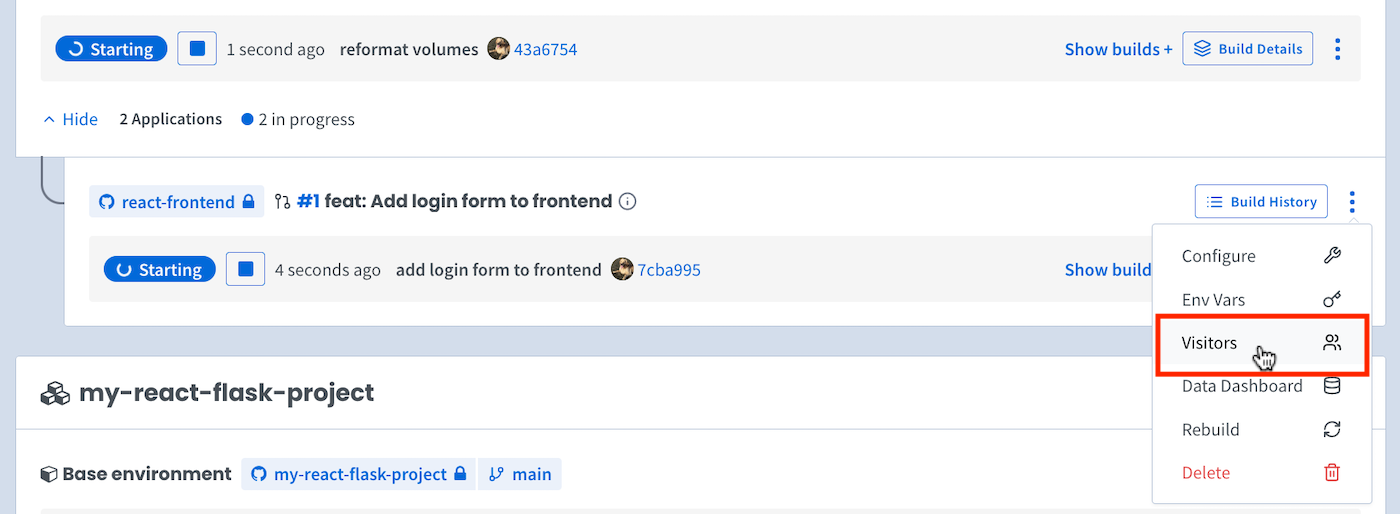 Add branch-specific application visitors