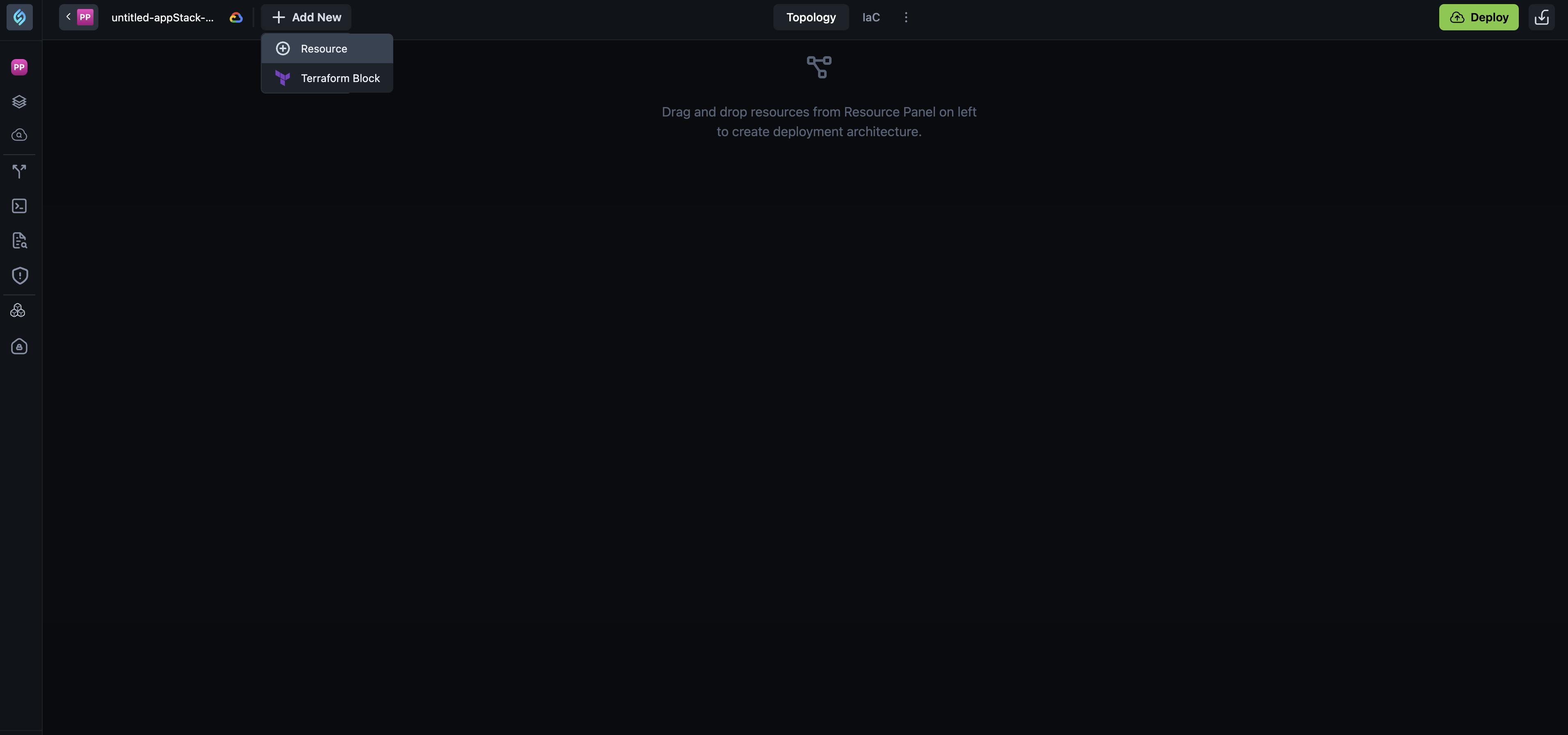 New Topology Page with Add New Button
